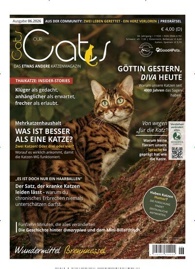 Titelbild der Ausgabe 6/2026 von Our Cats. Diese Zeitschrift und viele weitere Elternzeitschriften und Tierzeitschriften als Abo oder epaper bei United Kiosk online kaufen.