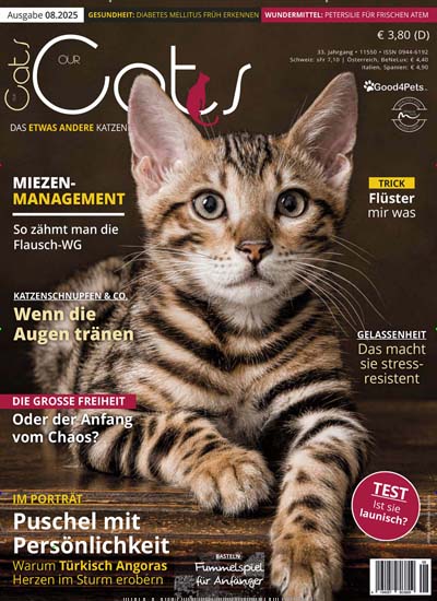 Titelbild der Ausgabe 8/2025 von Our Cats. Diese Zeitschrift und viele weitere Elternzeitschriften und Tierzeitschriften als Abo oder epaper bei United Kiosk online kaufen.