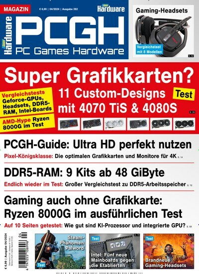 Titelbild der Ausgabe 4/2024 von PC Games Hardware Magazin. Diese Zeitschrift und viele weitere Computerzeitschriften, Tabletmagazine und Smartphonemagazine als Abo oder epaper bei United Kiosk online kaufen.