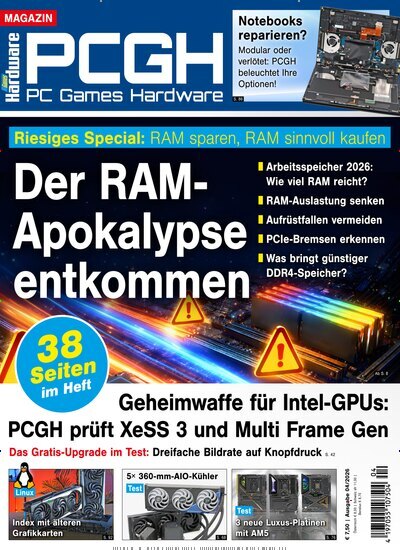 Titelbild der Ausgabe 4/2026 von PC Games Hardware Magazin. Diese Zeitschrift und viele weitere Computerzeitschriften, Tabletmagazine und Smartphonemagazine als Abo oder epaper bei United Kiosk online kaufen.
