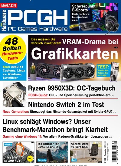 Titelbild der Ausgabe 8/2025 von PC Games Hardware Magazin. Diese Zeitschrift und viele weitere Computerzeitschriften, Tabletmagazine und Smartphonemagazine als Abo oder epaper bei United Kiosk online kaufen.