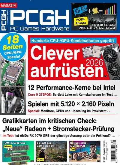 Titelbild der Ausgabe 8/2026 von PC Games Hardware Magazin. Diese Zeitschrift und viele weitere Computerzeitschriften, Tabletmagazine und Smartphonemagazine als Abo oder epaper bei United Kiosk online kaufen.