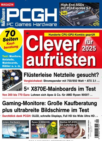 Titelbild der Ausgabe 9/2025 von PC Games Hardware Magazin. Diese Zeitschrift und viele weitere Computerzeitschriften, Tabletmagazine und Smartphonemagazine als Abo oder epaper bei United Kiosk online kaufen.