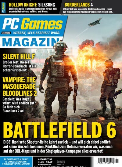 Titelbild der Ausgabe 11/2025 von PC Games Magazin. Diese Zeitschrift und viele weitere Computerzeitschriften, Tabletmagazine und Smartphonemagazine als Abo oder epaper bei United Kiosk online kaufen.