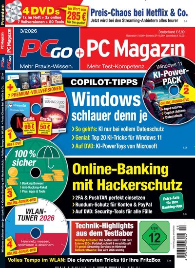 Titelbild der Ausgabe 3/2026 von PC Magazin. Diese Zeitschrift und viele weitere Computerzeitschriften, Tabletmagazine und Smartphonemagazine als Abo oder epaper bei United Kiosk online kaufen.