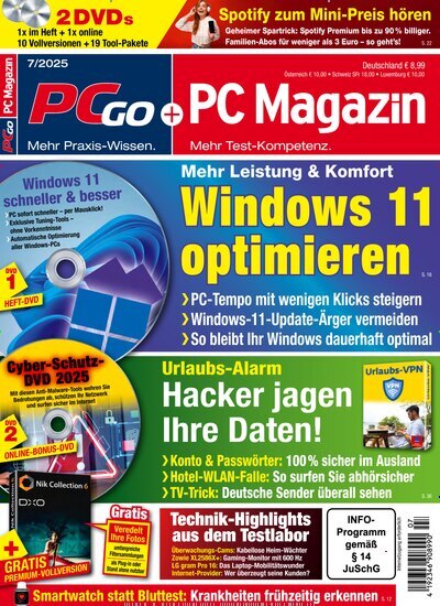 Titelbild der Ausgabe 7/2025 von PC Magazin. Diese Zeitschrift und viele weitere Computerzeitschriften, Tabletmagazine und Smartphonemagazine als Abo oder epaper bei United Kiosk online kaufen.