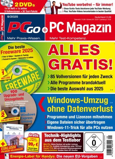 Titelbild der Ausgabe 9/2025 von PC Magazin. Diese Zeitschrift und viele weitere Computerzeitschriften, Tabletmagazine und Smartphonemagazine als Abo oder epaper bei United Kiosk online kaufen.