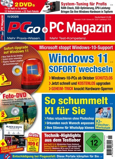 Titelbild der Ausgabe 11/2025 von PC Magazin. Diese Zeitschrift und viele weitere Computerzeitschriften, Tabletmagazine und Smartphonemagazine als Abo oder epaper bei United Kiosk online kaufen.