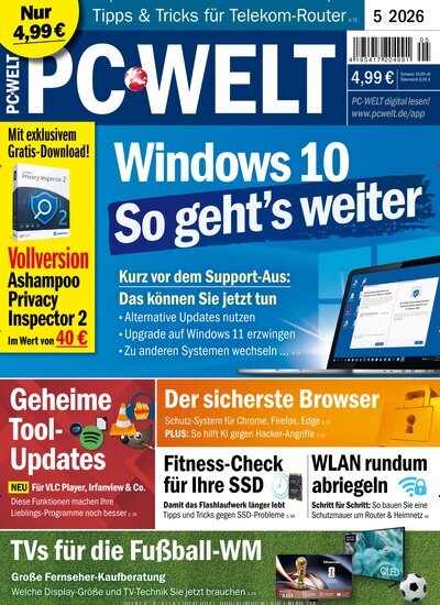 Titelbild der Ausgabe 5/2026 von PC Welt. Diese Zeitschrift und viele weitere Computerzeitschriften, Tabletmagazine und Smartphonemagazine als Abo oder epaper bei United Kiosk online kaufen.