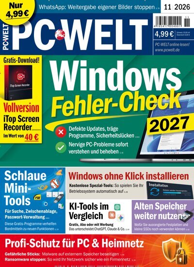 Titelbild der Ausgabe 11/2026 von PC Welt. Diese Zeitschrift und viele weitere Computerzeitschriften, Tabletmagazine und Smartphonemagazine als Abo oder epaper bei United Kiosk online kaufen.