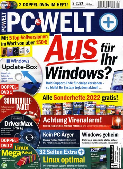 Titelbild der Ausgabe 2/2023 von PC-Welt plus. Diese Zeitschrift und viele weitere Computerzeitschriften, Tabletmagazine und Smartphonemagazine als Abo oder epaper bei United Kiosk online kaufen.