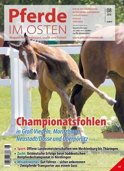 Titelbild der Ausgabe 8/2018 von Pferde im Osten. Diese Zeitschrift und viele weitere Sportmagazine als Abo oder epaper bei United Kiosk online kaufen.