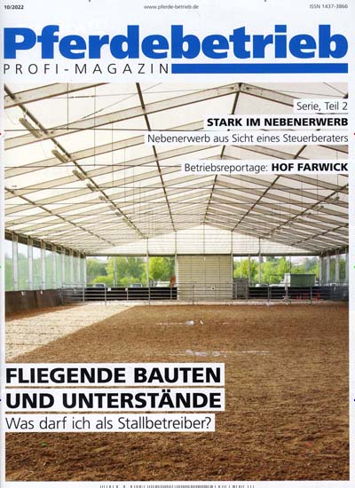 Titelbild der Ausgabe 10/2022 von Pferdebetrieb. Diese Zeitschrift und viele weitere Naturzeitschriften, Landwirtschaftszeitungen und Umweltmagazine als Abo oder epaper bei United Kiosk online kaufen.