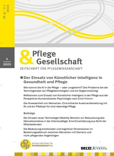 Titelbild der Ausgabe 1/2023 von Pflege & Gesellschaft. Diese Zeitschrift und viele weitere Pflegezeitschriften und medizinische Fachzeitschriften als Abo oder epaper bei United Kiosk online kaufen.