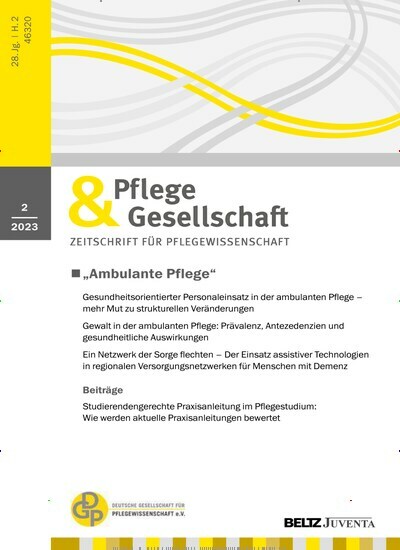 Titelbild der Ausgabe 2/2023 von Pflege & Gesellschaft. Diese Zeitschrift und viele weitere Pflegezeitschriften und medizinische Fachzeitschriften als Abo oder epaper bei United Kiosk online kaufen.