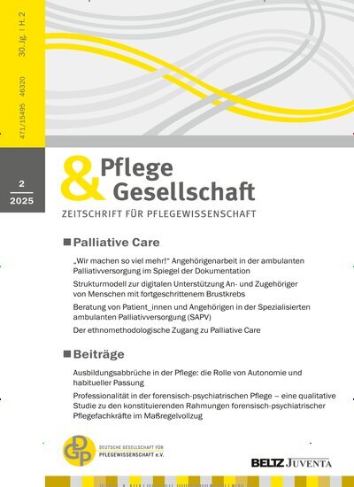 Titelbild der Ausgabe 2/2025 von Pflege & Gesellschaft. Diese Zeitschrift und viele weitere Pflegezeitschriften und medizinische Fachzeitschriften als Abo oder epaper bei United Kiosk online kaufen.