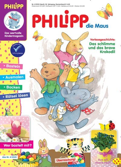 Titelbild der Ausgabe 4/2025 von Philipp die Maus. Diese Zeitschrift und viele weitere Jugendzeitschriften und Kinderzeitschriften als Abo oder epaper bei United Kiosk online kaufen.