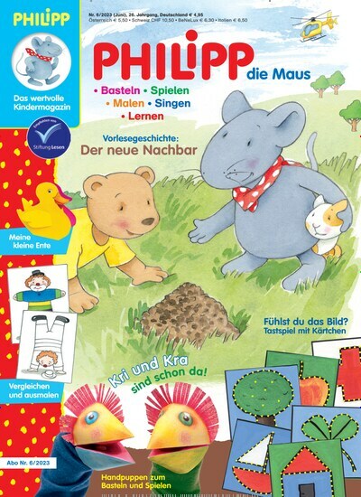 Titelbild der Ausgabe 6/2023 von Philipp die Maus. Diese Zeitschrift und viele weitere Jugendzeitschriften und Kinderzeitschriften als Abo oder epaper bei United Kiosk online kaufen.