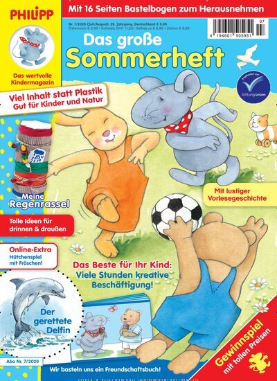 Titelbild der Ausgabe 7/2026 von Philipp die Maus. Diese Zeitschrift und viele weitere Jugendzeitschriften und Kinderzeitschriften als Abo oder epaper bei United Kiosk online kaufen.