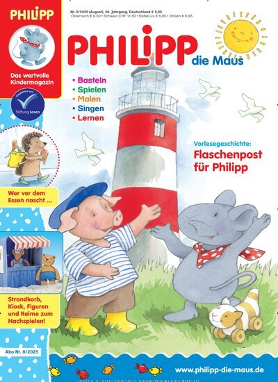 Titelbild der Ausgabe 8/2025 von Philipp die Maus. Diese Zeitschrift und viele weitere Jugendzeitschriften und Kinderzeitschriften als Abo oder epaper bei United Kiosk online kaufen.