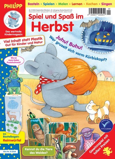 Titelbild der Ausgabe 9/2026 von Philipp die Maus. Diese Zeitschrift und viele weitere Jugendzeitschriften und Kinderzeitschriften als Abo oder epaper bei United Kiosk online kaufen.
