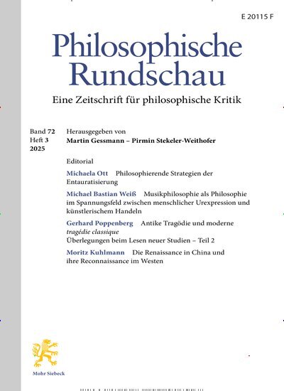 Titelbild der Ausgabe 3/2025 von Philosophische Rundschau (PhR). Diese Zeitschrift und viele weitere Wissenschaftsmagazine als Abo oder epaper bei United Kiosk online kaufen.