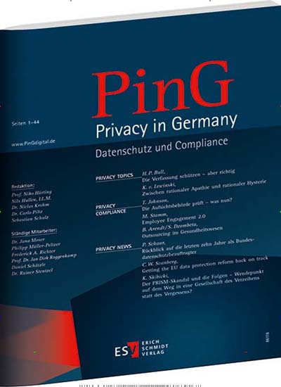PinG Privacy in Germany aktuelles Titelbild Ausgabe 2/2018 Aktuelles Titelbild von PinG Privacy in Germany. Entdecken Sie jetzt die Ausgabe 2/2018. Lesen Sie gerne Businessmagazine? Dann empfehlen wir Ihnen PinG Privacy in Germany als Abo oder Geschenkabo.