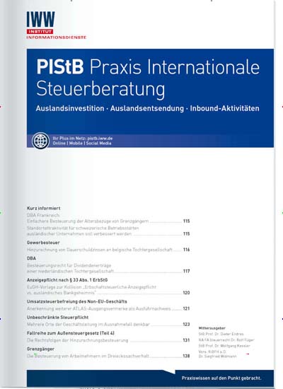 Titelbild der Ausgabe 4/2021 von PIStB Praxis Internationale Steuerberatung. Diese Zeitschrift und viele weitere Businessmagazine als Abo oder epaper bei United Kiosk online kaufen.