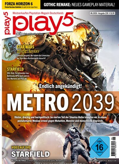 Titelbild der Ausgabe 6/2026 von Play5. Diese Zeitschrift und viele weitere Computerzeitschriften, Tabletmagazine und Smartphonemagazine als Abo oder epaper bei United Kiosk online kaufen.