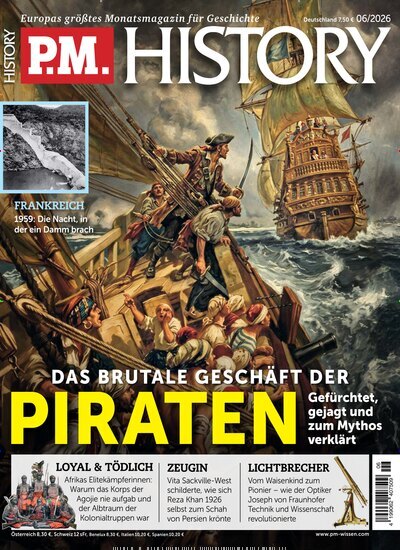 Titelbild der Ausgabe 6/2026 von PM History. Diese Zeitschrift und viele weitere Reisemagazine, Freizeitmagazine und Wissensmagazine als Abo oder epaper bei United Kiosk online kaufen.