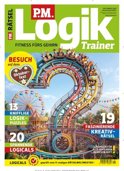 Titelbild der Ausgabe 9/2026 von PM Logik Trainer. Diese Zeitschrift und viele weitere Groschenromane und Rätselhefte als Abo oder epaper bei United Kiosk online kaufen.