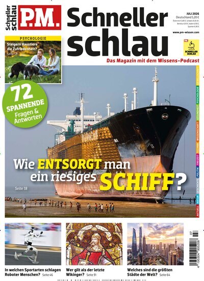Titelbild der Ausgabe 7/2026 von PM Schneller schlau. Diese Zeitschrift und viele weitere Reisemagazine, Freizeitmagazine und Wissensmagazine als Abo oder epaper bei United Kiosk online kaufen.