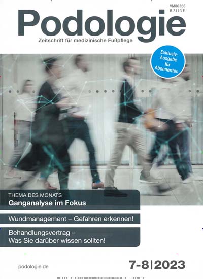 Titelbild der Ausgabe 8/2023 von Podologie. Diese Zeitschrift und viele weitere Pflegezeitschriften und medizinische Fachzeitschriften als Abo oder epaper bei United Kiosk online kaufen.