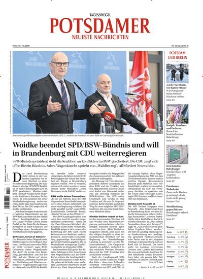 Titelbild der Ausgabe 5/2026 von Potsdamer Neueste Nachrichten. Diese Zeitschrift und viele weitere Zeitungsabos als Abo oder epaper bei United Kiosk online kaufen.