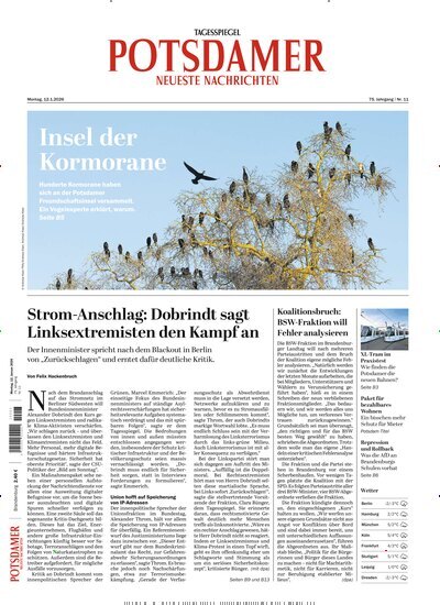 Titelbild der Ausgabe 9/2026 von Potsdamer Neueste Nachrichten. Diese Zeitschrift und viele weitere Zeitungsabos als Abo oder epaper bei United Kiosk online kaufen.