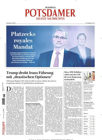 Titelbild der Ausgabe 10/2026 von Potsdamer Neueste Nachrichten. Diese Zeitschrift und viele weitere Zeitungsabos als Abo oder epaper bei United Kiosk online kaufen.