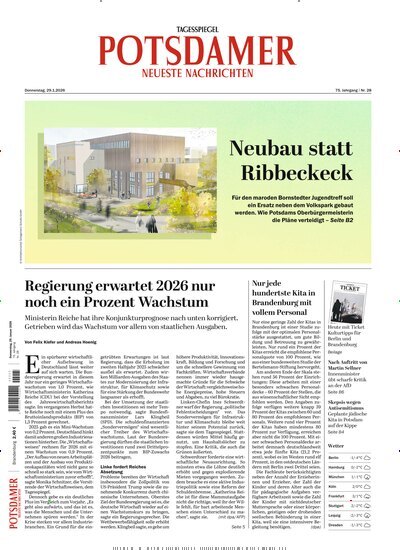 Titelbild der Ausgabe 24/2026 von Potsdamer Neueste Nachrichten. Diese Zeitschrift und viele weitere Zeitungsabos als Abo oder epaper bei United Kiosk online kaufen.