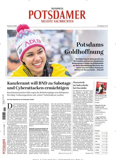 Titelbild der Ausgabe 28/2026 von Potsdamer Neueste Nachrichten. Diese Zeitschrift und viele weitere Zeitungsabos als Abo oder epaper bei United Kiosk online kaufen.