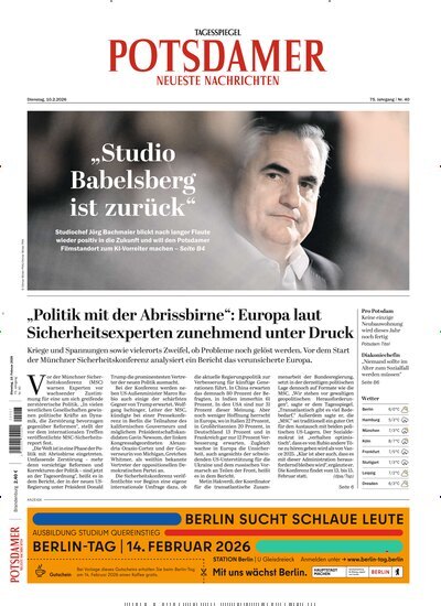 Titelbild der Ausgabe 34/2026 von Potsdamer Neueste Nachrichten. Diese Zeitschrift und viele weitere Zeitungsabos als Abo oder epaper bei United Kiosk online kaufen.