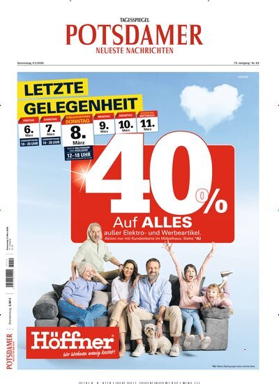 Titelbild der Ausgabe 54/2026 von Potsdamer Neueste Nachrichten. Diese Zeitschrift und viele weitere Zeitungsabos als Abo oder epaper bei United Kiosk online kaufen.