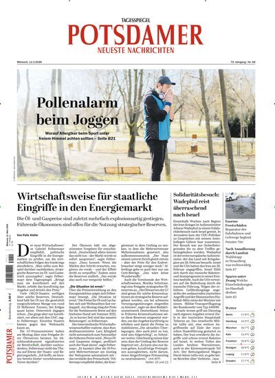 Titelbild der Ausgabe 59/2026 von Potsdamer Neueste Nachrichten. Diese Zeitschrift und viele weitere Zeitungsabos als Abo oder epaper bei United Kiosk online kaufen.