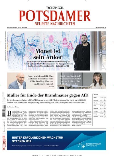 Titelbild der Ausgabe 62/2026 von Potsdamer Neueste Nachrichten. Diese Zeitschrift und viele weitere Zeitungsabos als Abo oder epaper bei United Kiosk online kaufen.