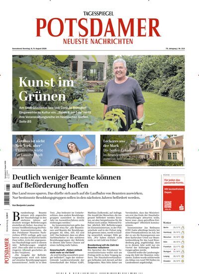 Titelbild der Ausgabe 183/2026 von Potsdamer Neueste Nachrichten. Diese Zeitschrift und viele weitere Zeitungsabos als Abo oder epaper bei United Kiosk online kaufen.