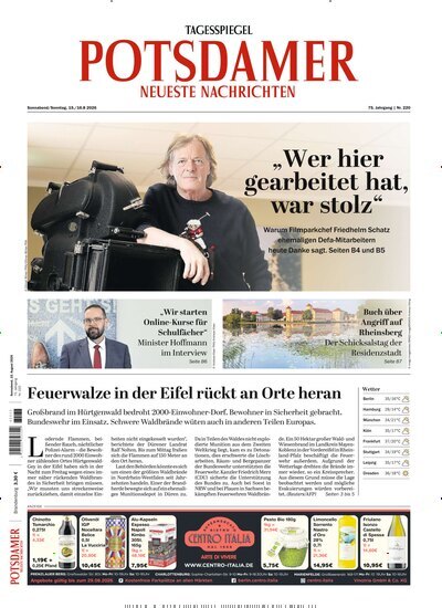 Titelbild der Ausgabe 189/2026 von Potsdamer Neueste Nachrichten. Diese Zeitschrift und viele weitere Zeitungsabos als Abo oder epaper bei United Kiosk online kaufen.
