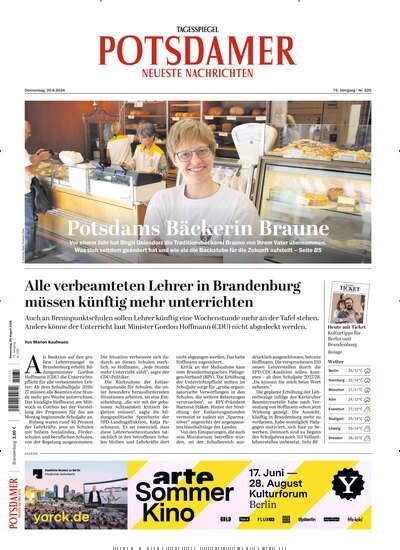 Titelbild der Ausgabe 193/2026 von Potsdamer Neueste Nachrichten. Diese Zeitschrift und viele weitere Zeitungsabos als Abo oder epaper bei United Kiosk online kaufen.