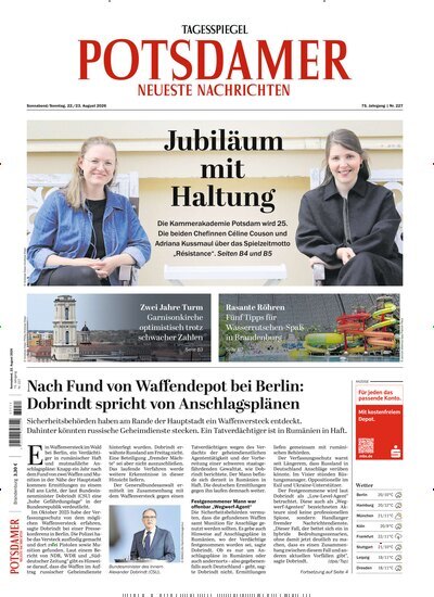 Titelbild der Ausgabe 195/2026 von Potsdamer Neueste Nachrichten. Diese Zeitschrift und viele weitere Zeitungsabos als Abo oder epaper bei United Kiosk online kaufen.