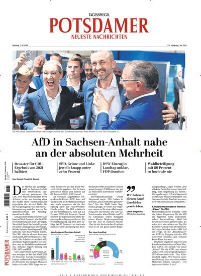Titelbild der Ausgabe 208/2026 von Potsdamer Neueste Nachrichten. Diese Zeitschrift und viele weitere Zeitungsabos als Abo oder epaper bei United Kiosk online kaufen.