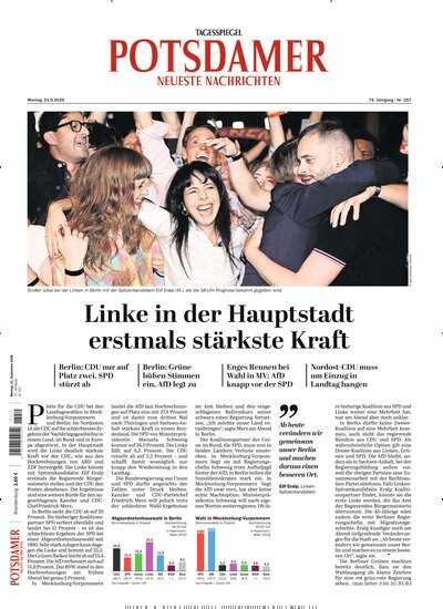 Titelbild der Ausgabe 220/2026 von Potsdamer Neueste Nachrichten. Diese Zeitschrift und viele weitere Zeitungsabos als Abo oder epaper bei United Kiosk online kaufen.