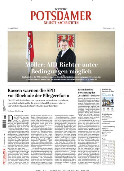 Titelbild der Ausgabe 226/2026 von Potsdamer Neueste Nachrichten. Diese Zeitschrift und viele weitere Zeitungsabos als Abo oder epaper bei United Kiosk online kaufen.