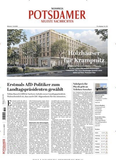 Titelbild der Ausgabe 233/2026 von Potsdamer Neueste Nachrichten. Diese Zeitschrift und viele weitere Zeitungsabos als Abo oder epaper bei United Kiosk online kaufen.